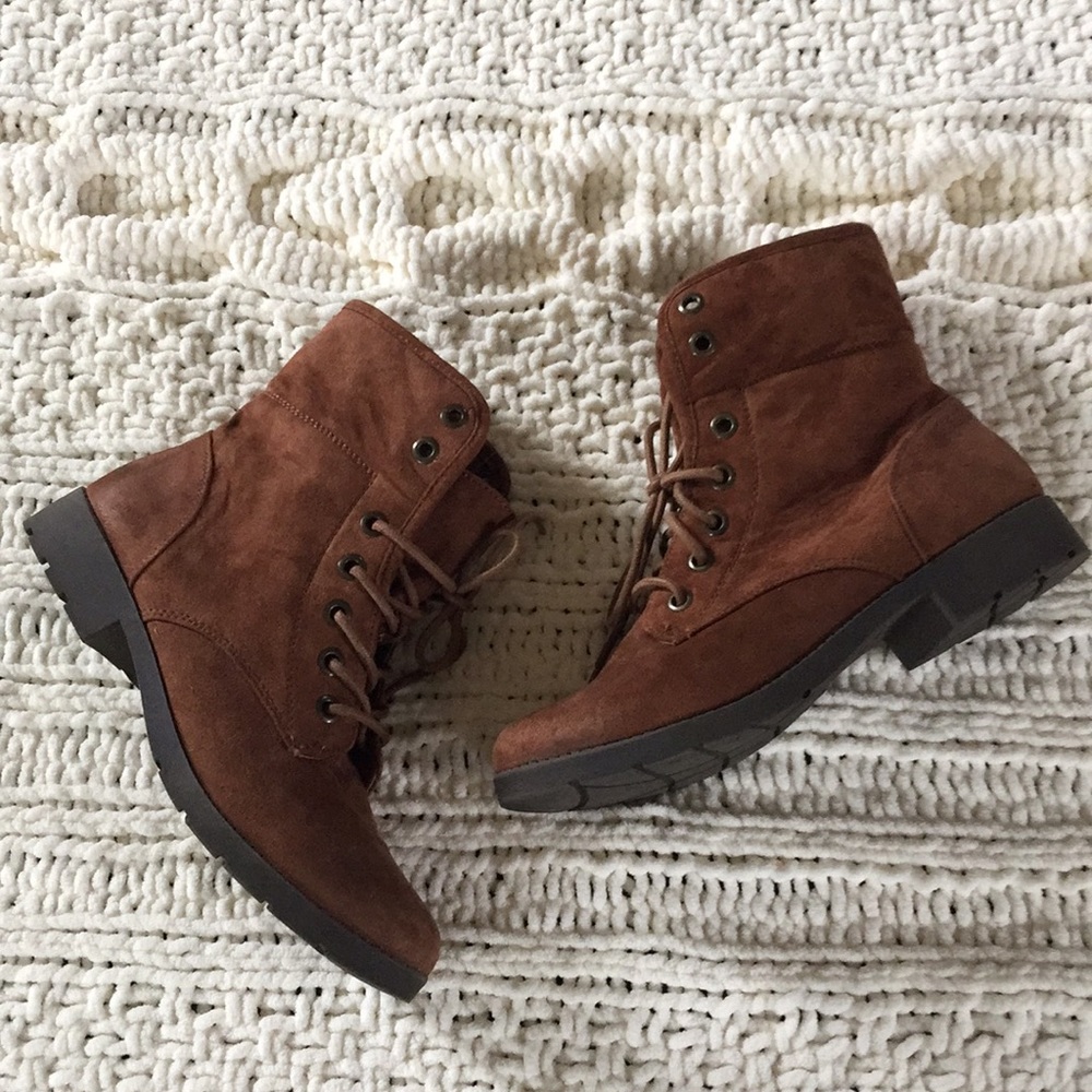 Brown combat boots
